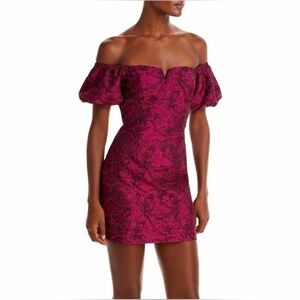 Aqua Off-the-Shoulder Floral Print Mini
Dress